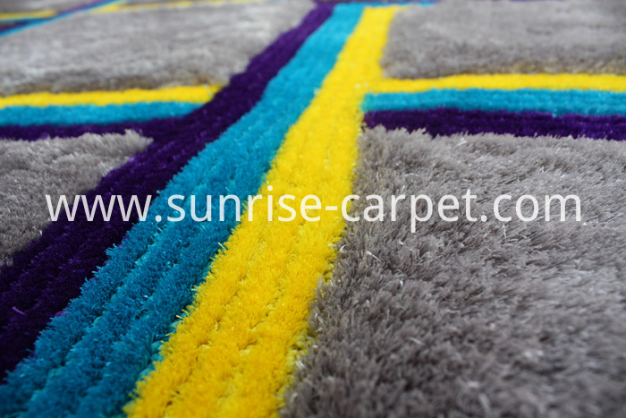 Silk 3D & 4D Shaggy Rug Grey Blue Yellow Silk 3D & 4D Shaggy Rug Grey Blue Yellow